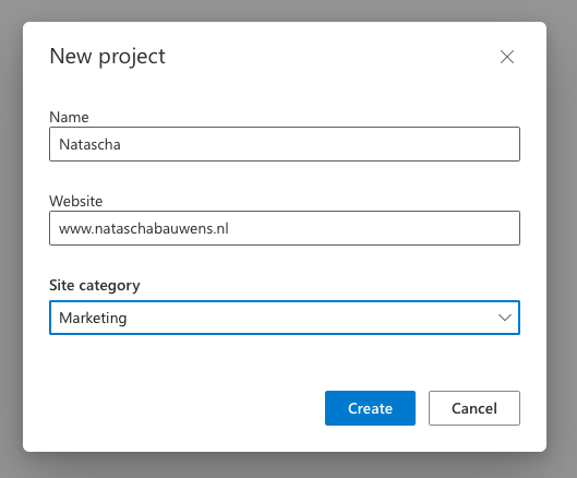 Project aanmaken in Microsoft Clarity