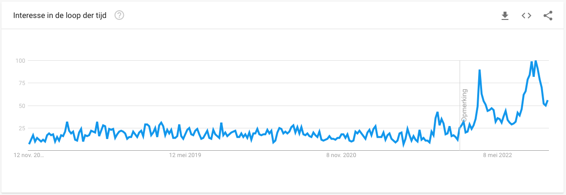 Google trends: gestegen populariteit voorbeeld